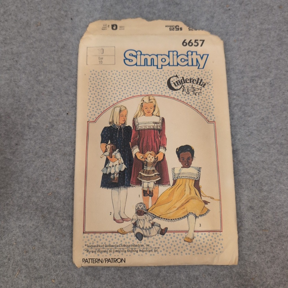 Simplicity 6657‎ Girls Cinderella Dress Sewing Pattern Size 10 Vintage 1984
